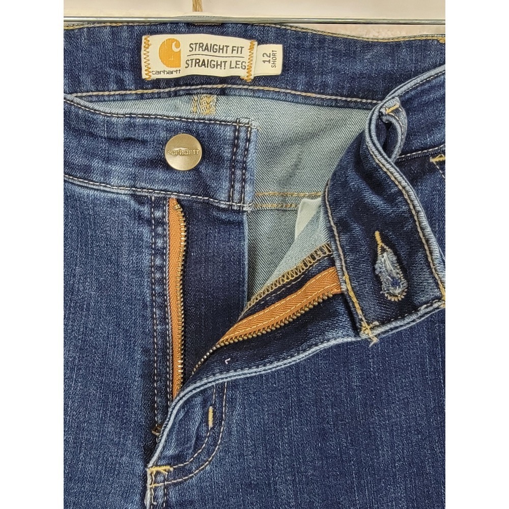 Carhartt Double Front Jeans Womens 12 Short Blue Rugged Flex Gorpcore Utility - Picture 5 of 15